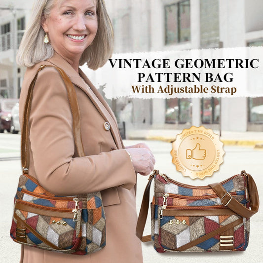 👜Vintage Geometric Pattern Bag With Adjustable Strap