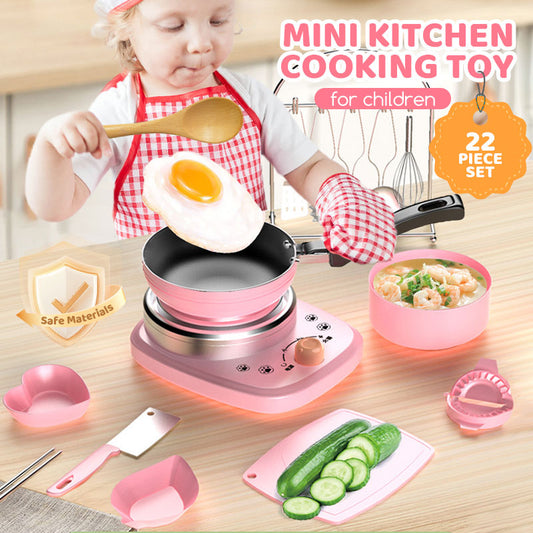 🎁[Best Gift For Kid]🍳Children's Real Cooking Mini Kitchen Toys - 22 PCS Set