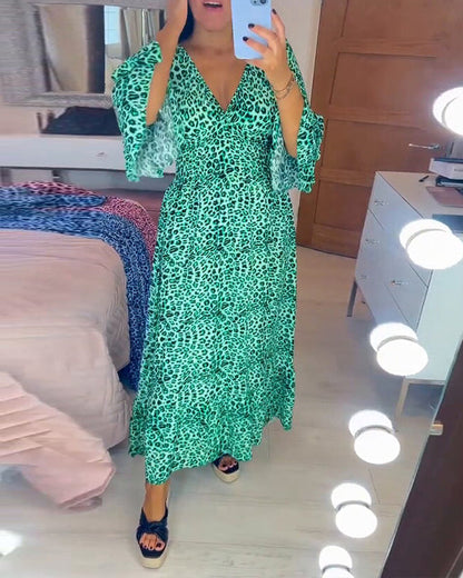 🔥LAST DAY SALE 50% OFF🔥Women's Cotton Wrap Dress with leopard pattern