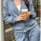 49% Off New Products Hot Sale🔥Women's Knitted Buttoned Jacket and Pants Two-piece Set