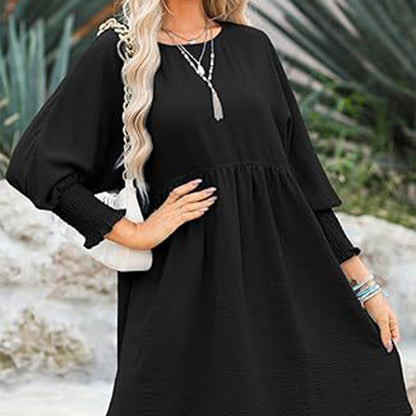 Round Neck Dress with 3/4 Sleeves